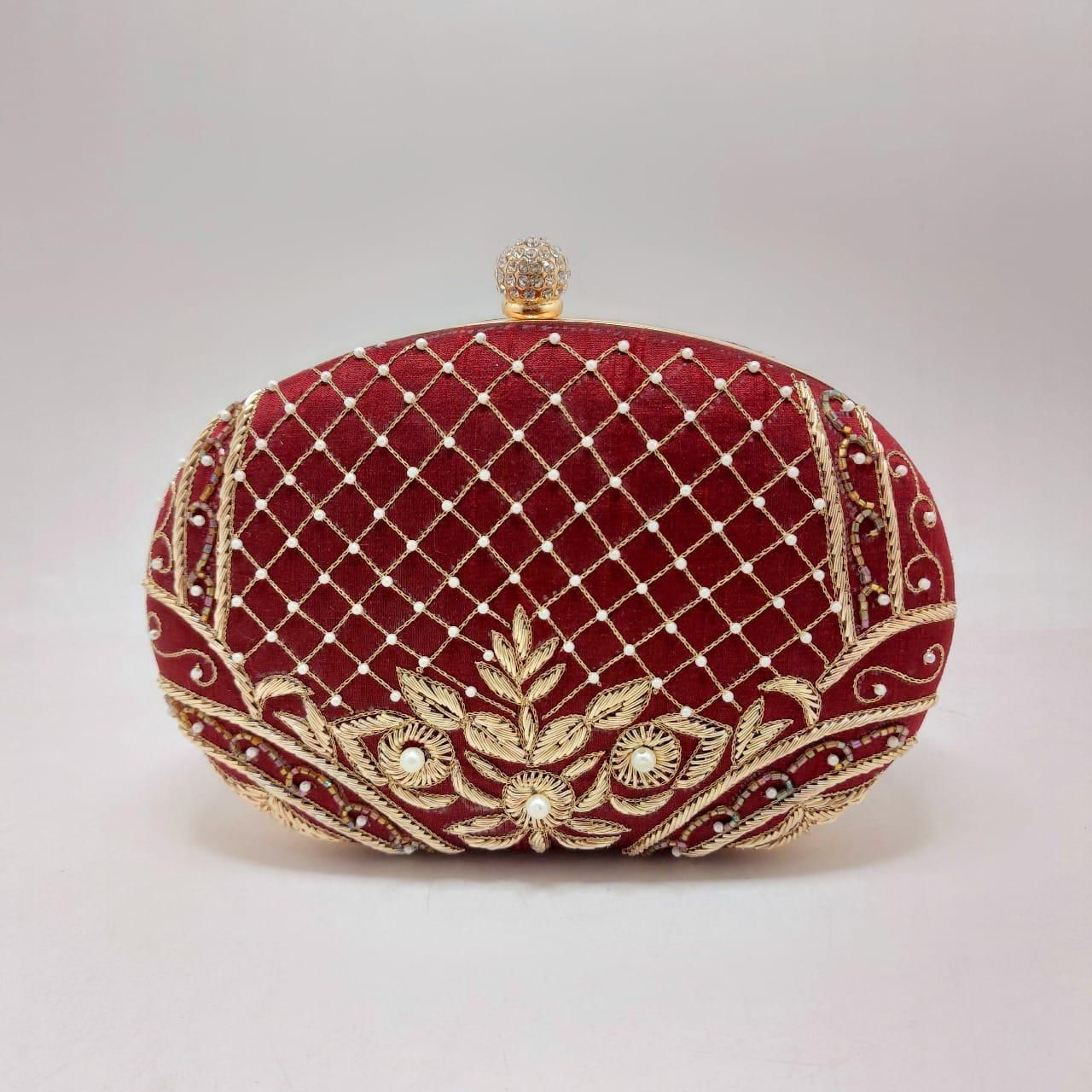 Aveheli embroidery clutch - Saffronfashionindia