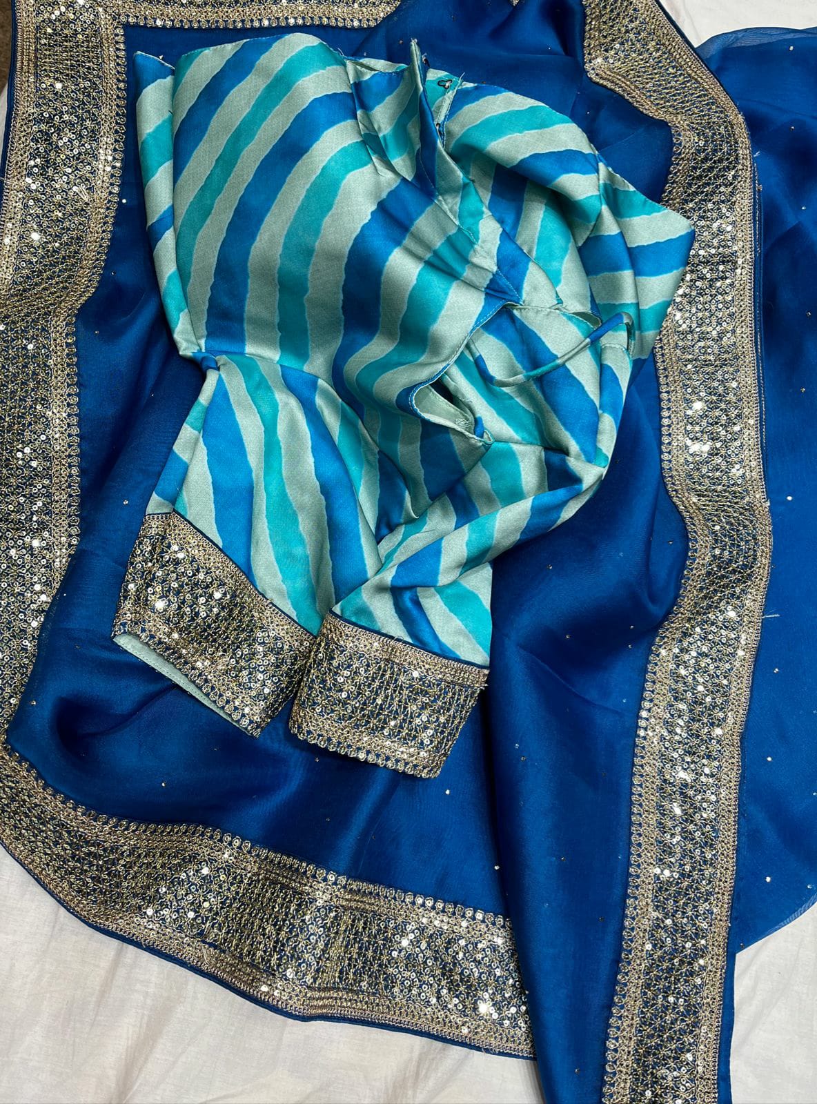 Blossom organza saree - Saffronfashionindia