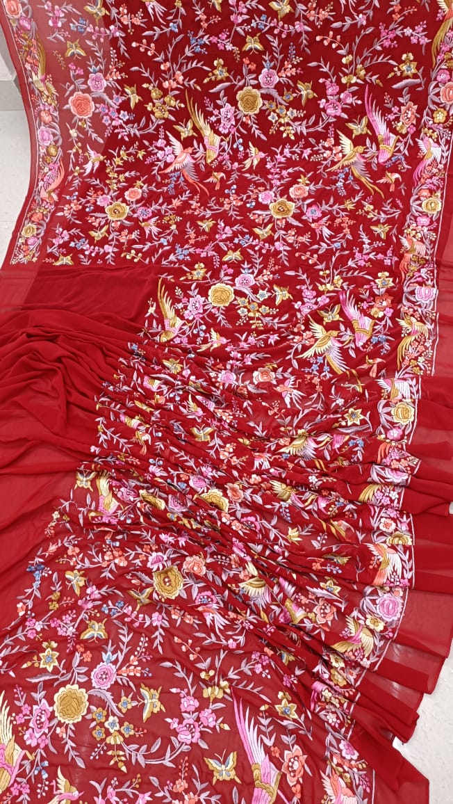 Red riding inspired Parsi saree - Saffronfashionindia