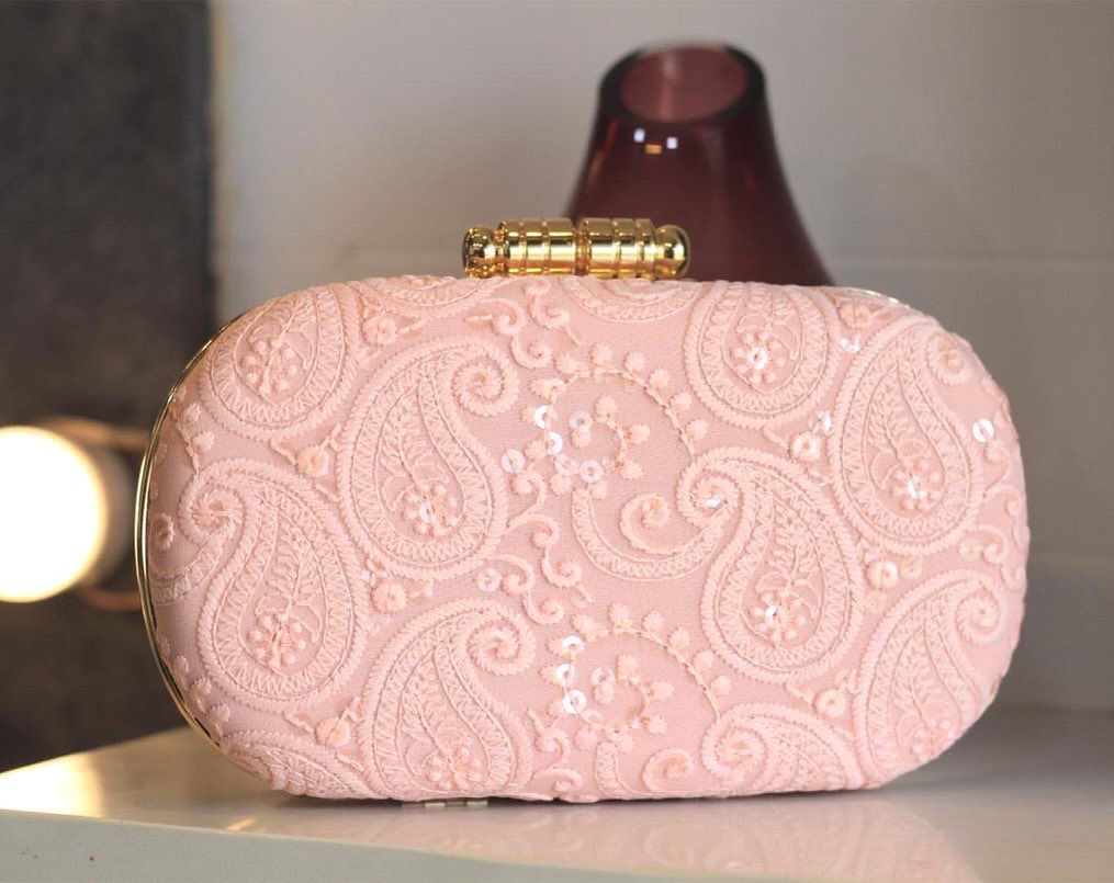 Chikankari clutch - Saffronfashionindia