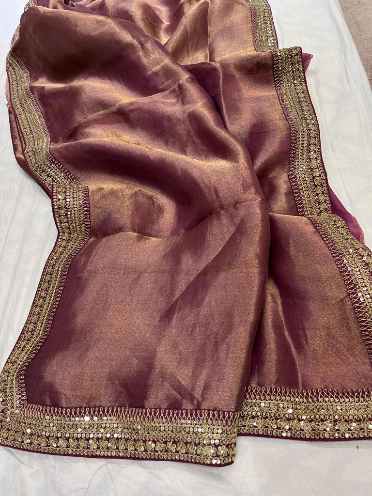 Kanjeevaram inspired tissue saree - Saffronfashionindia