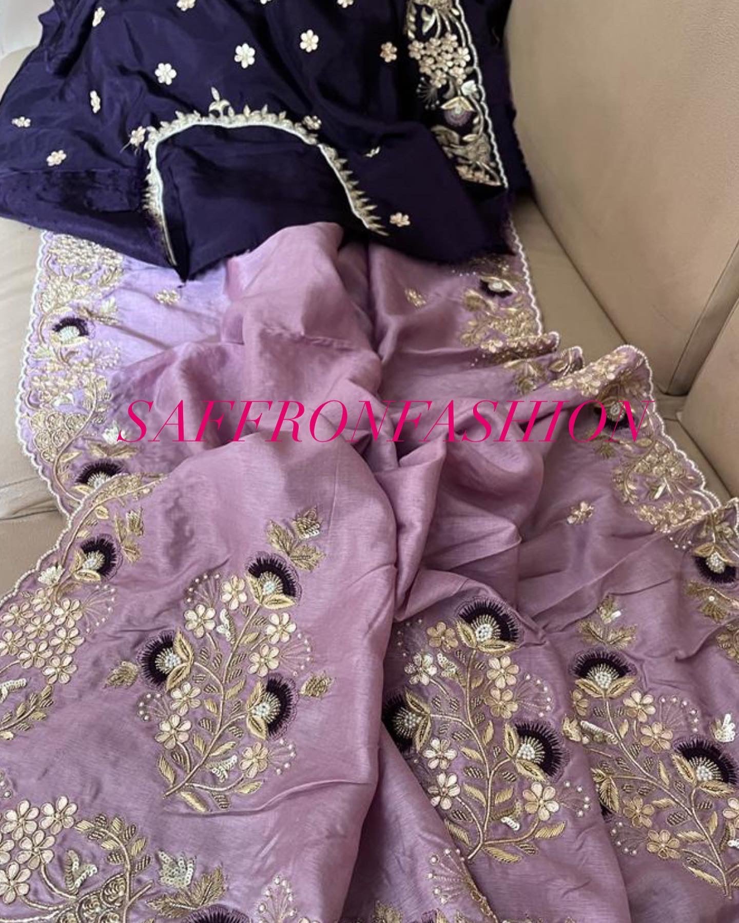 Navesha gottapatti zardosi saree - Saffronfashionindia