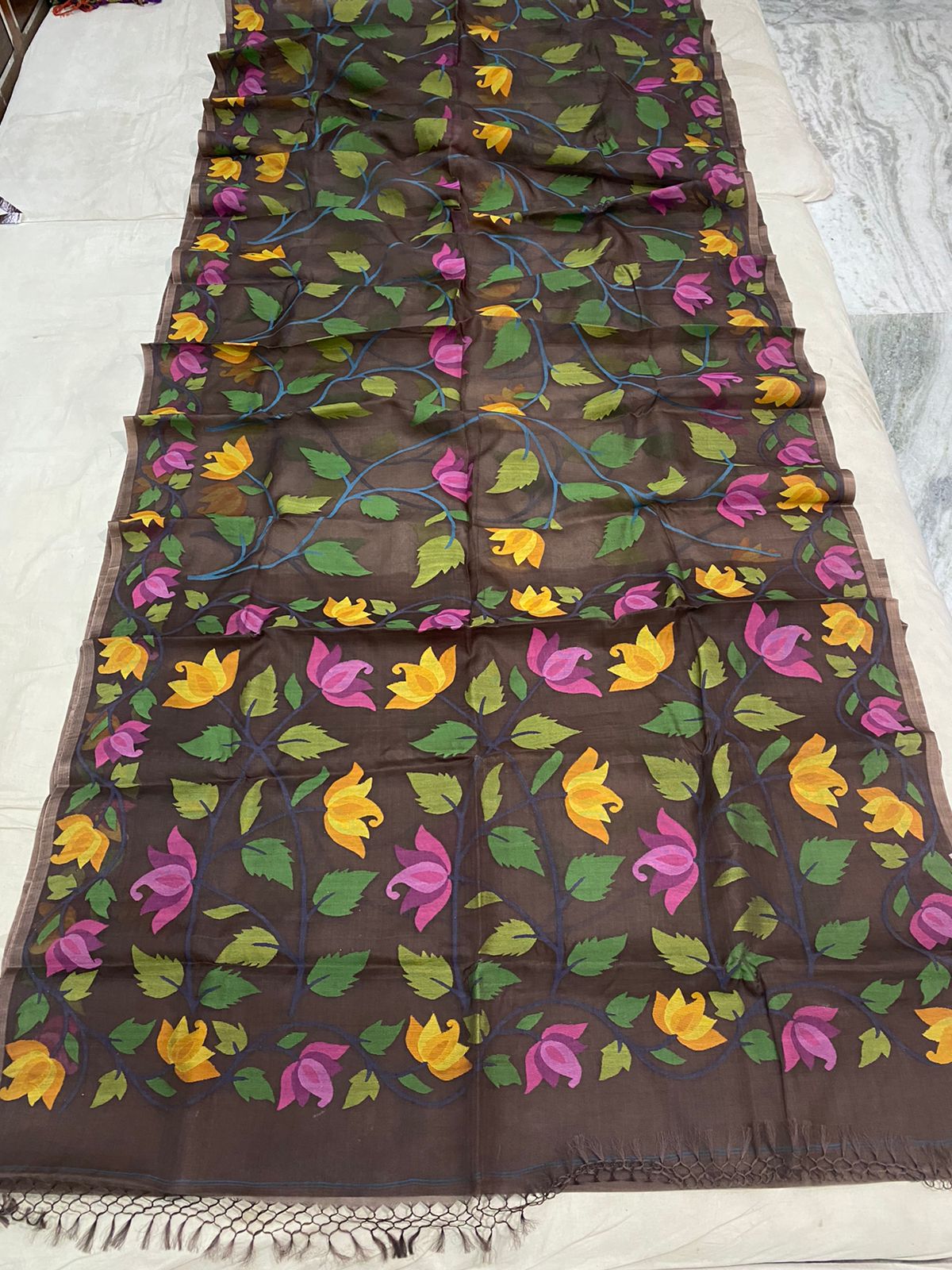 Sasha muslin jamdani saree - Saffronfashionindia