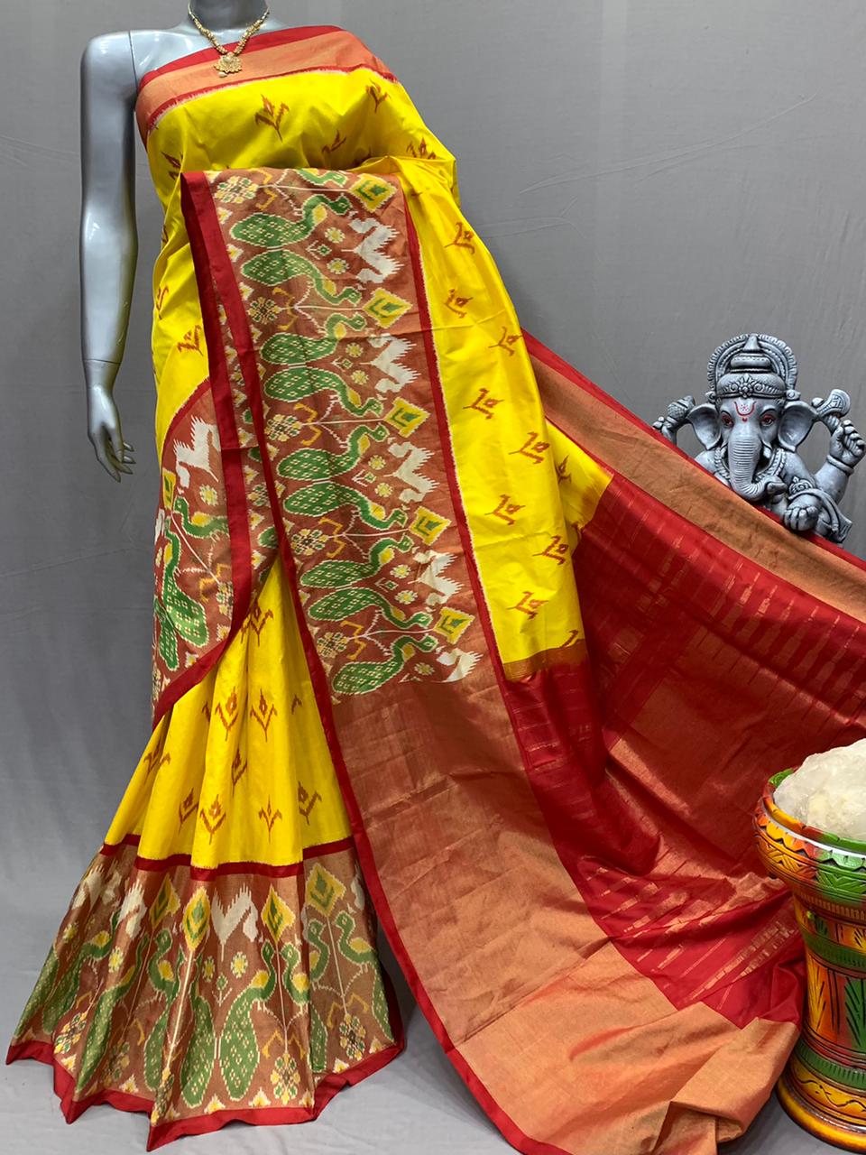 Ikkat Indian saree women sari blouse - Saffronfashionindia
