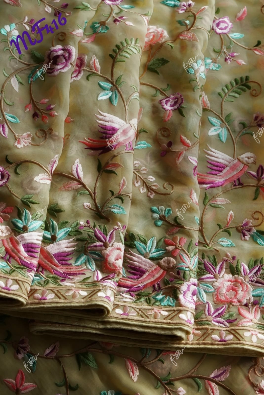 Velecia embroidery saree - Saffronfashionindia