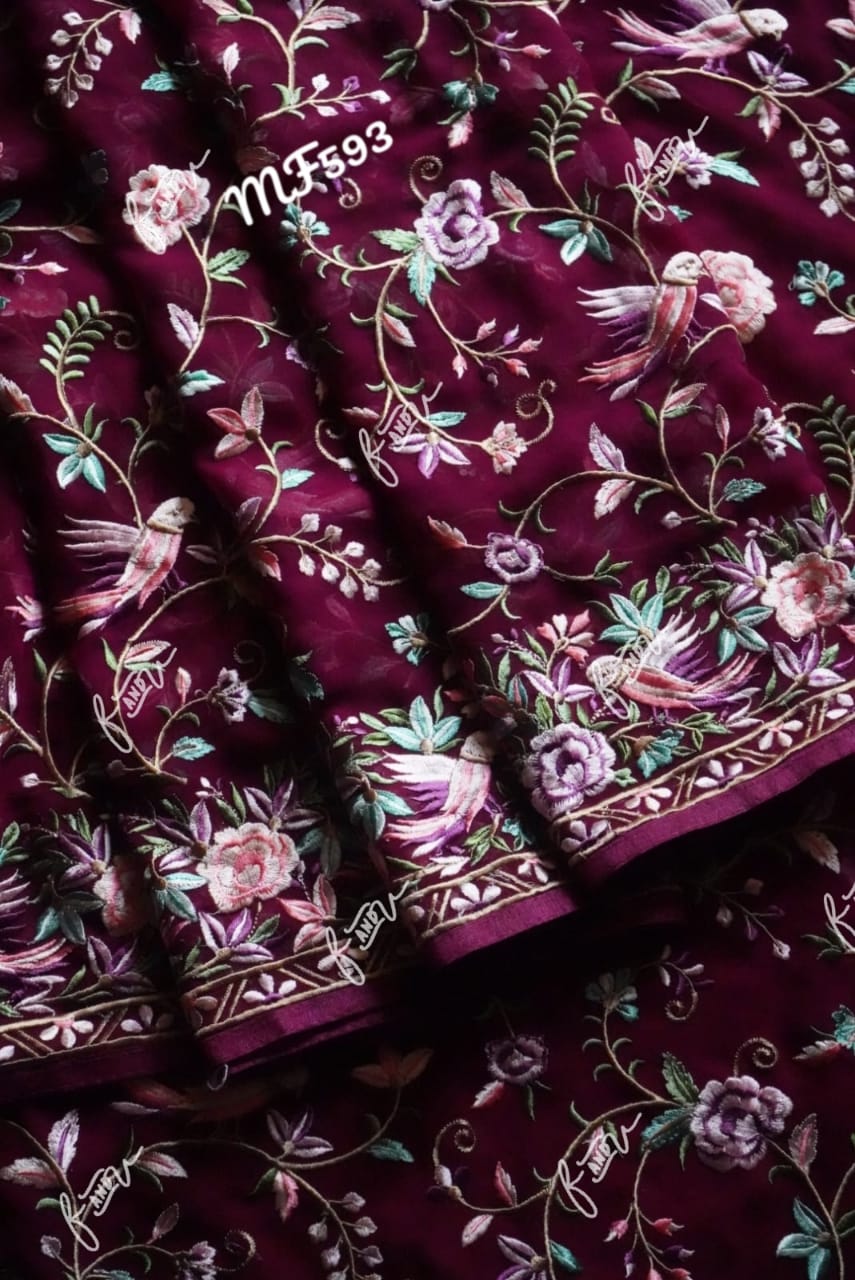 Velecia embroidery saree - Saffronfashionindia