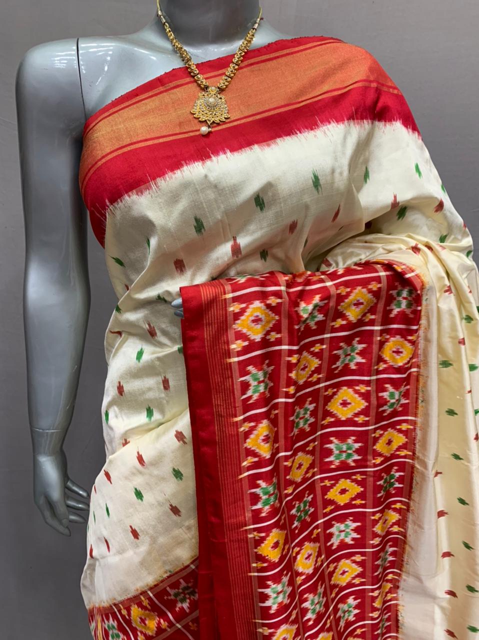 Ikkat Indian saree women sari blouse - Saffronfashionindia