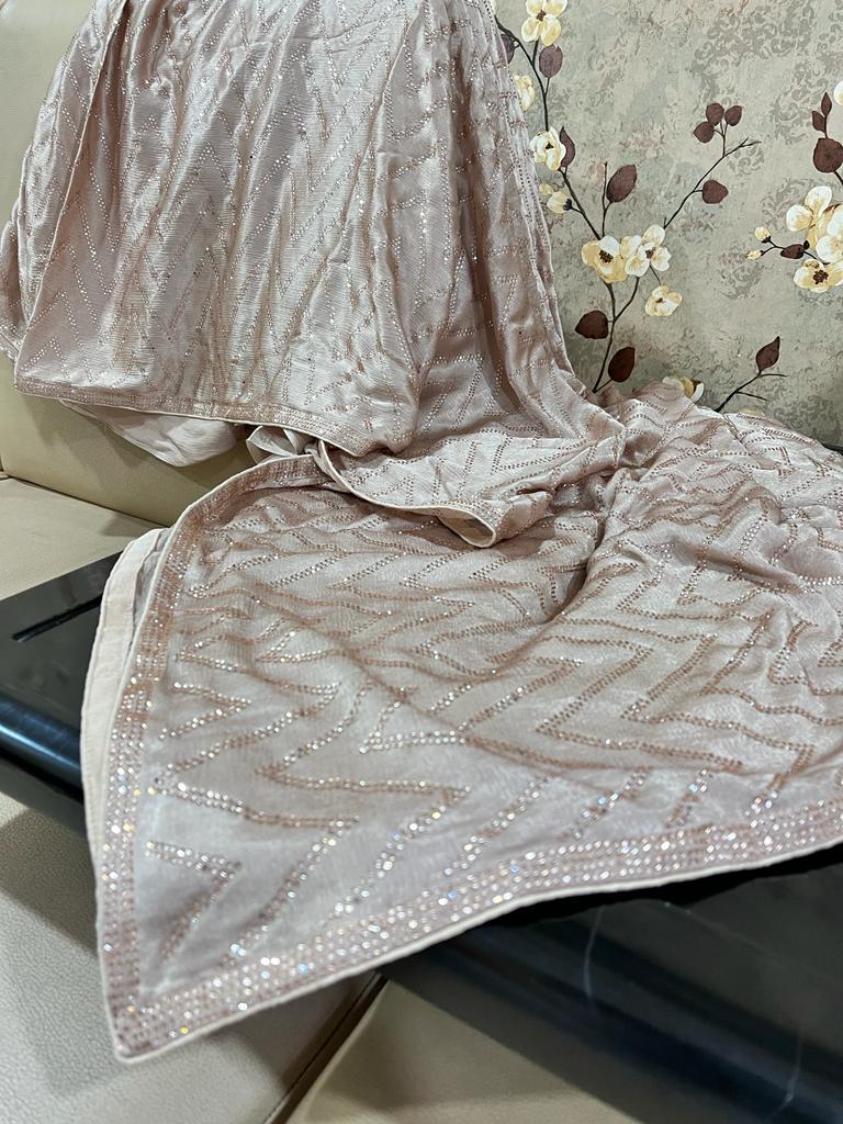 Swarovski satin designer saree - Saffronfashionindia