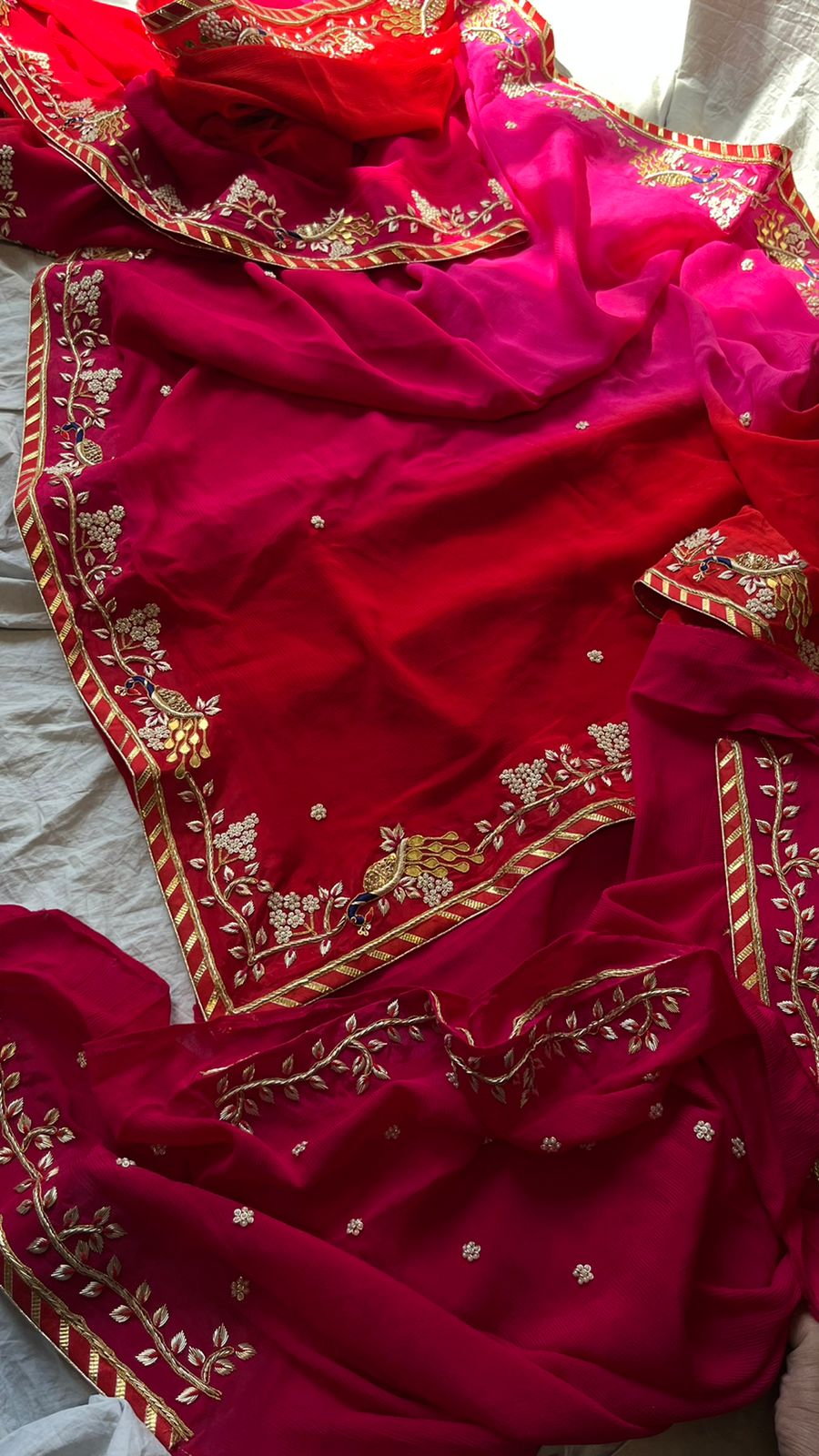 Stunning red zardosi saree - Saffronfashionindia