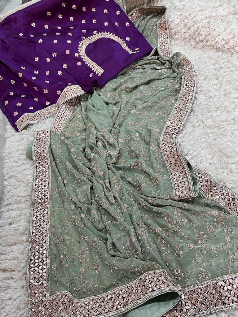 Queensy crepe saree - Saffronfashionindia