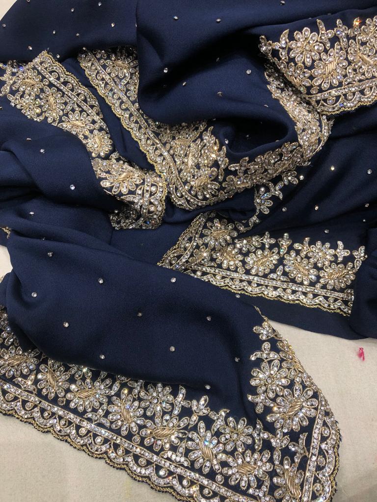 Crepe gorgette saree - Saffronfashionindia