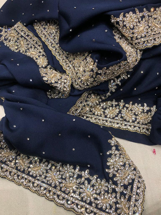 Crepe gorgette saree - Saffronfashionindia