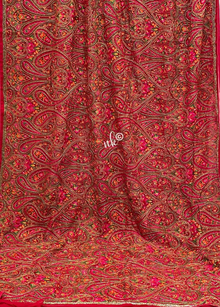Kashmiri inspired gorgette saree - Saffronfashionindia