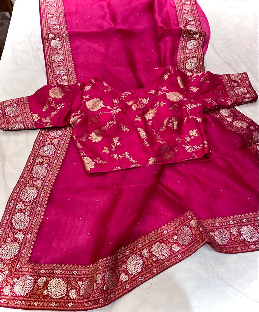 Divit organza saree/banarsi saree - Saffronfashionindia