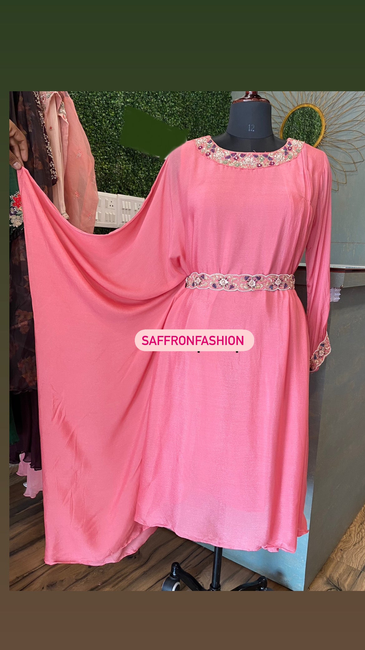 Yuvi chinon one  piece dress - Saffronfashionindia