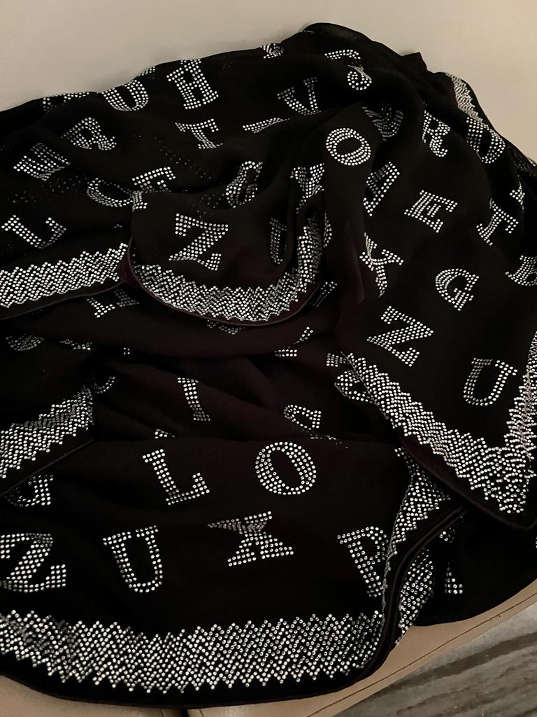 Alphabetic inspired swarosvki saree - Saffronfashionindia