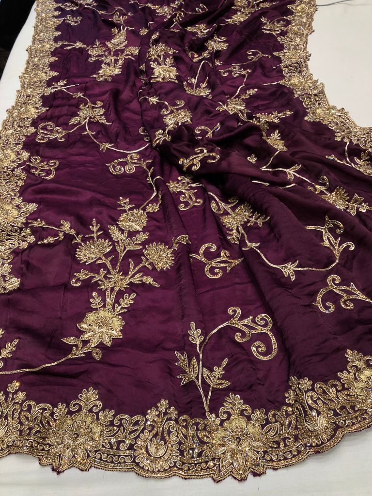 Wedding zardosi saree - Saffronfashionindia