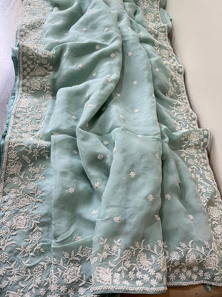 Lipshika katdana organza saree - Saffronfashionindia