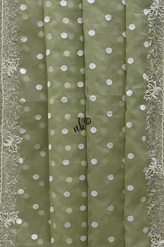 Polka dot organza saree - Saffronfashionindia
