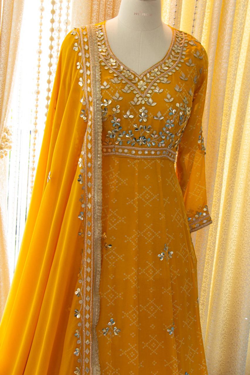 Meharbaan chinon gown set - Saffronfashionindia