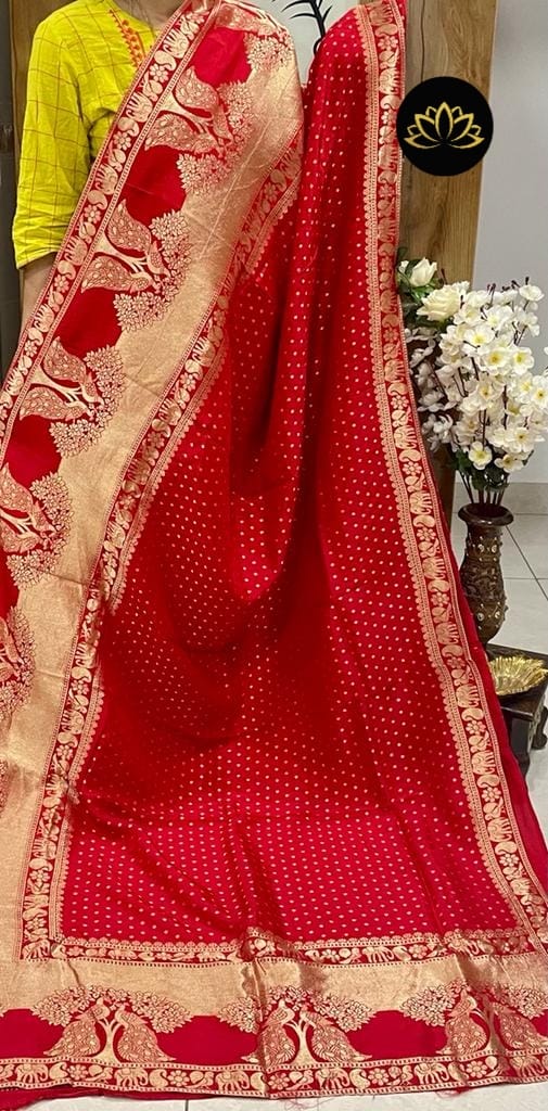 Weaving motifs benaras saree - Saffronfashionindia