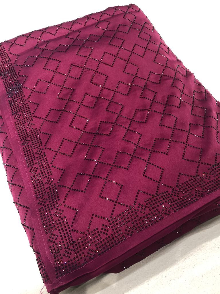 Designer Swarovski satin sares - Saffronfashionindia