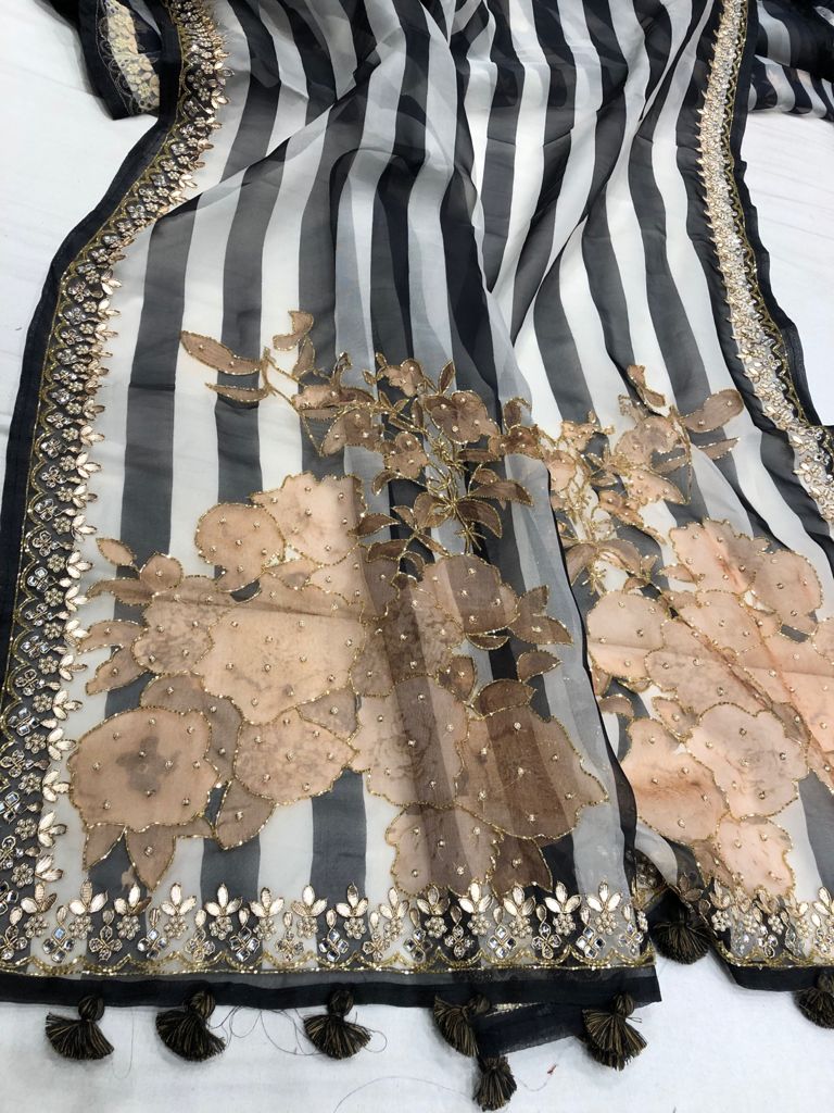 Organza digital printed saree - Saffronfashionindia