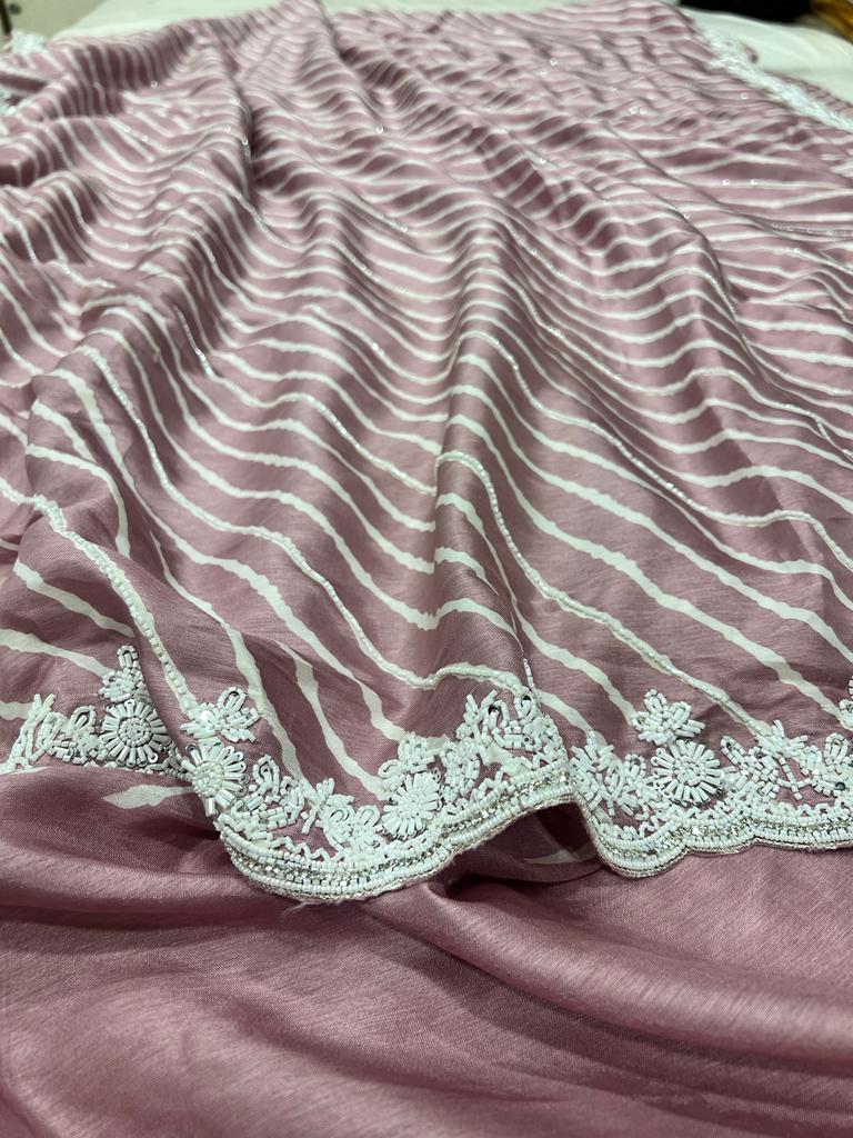 Pearl jarkan saree - Saffronfashionindia