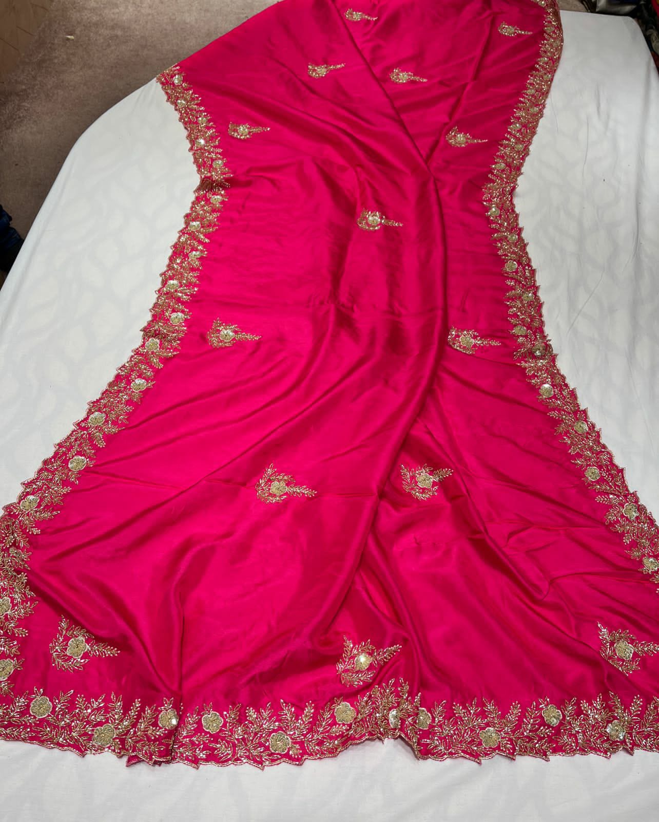 Sanes reception zardosi saree Indian wedding saree women sari blouse SaffronFashion, SaffronFashionindia