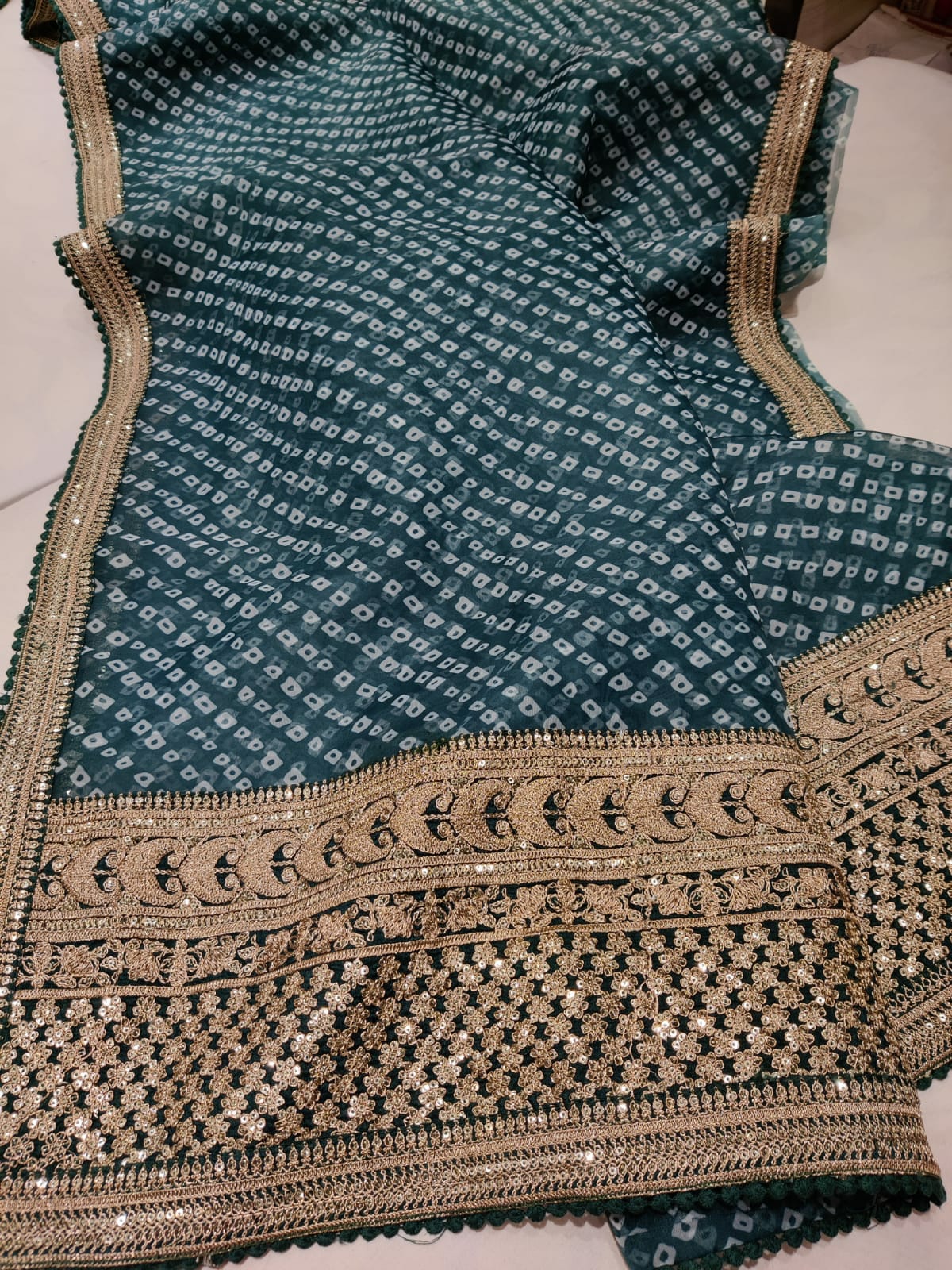 Omara lehariya organza saree - Saffronfashionindia