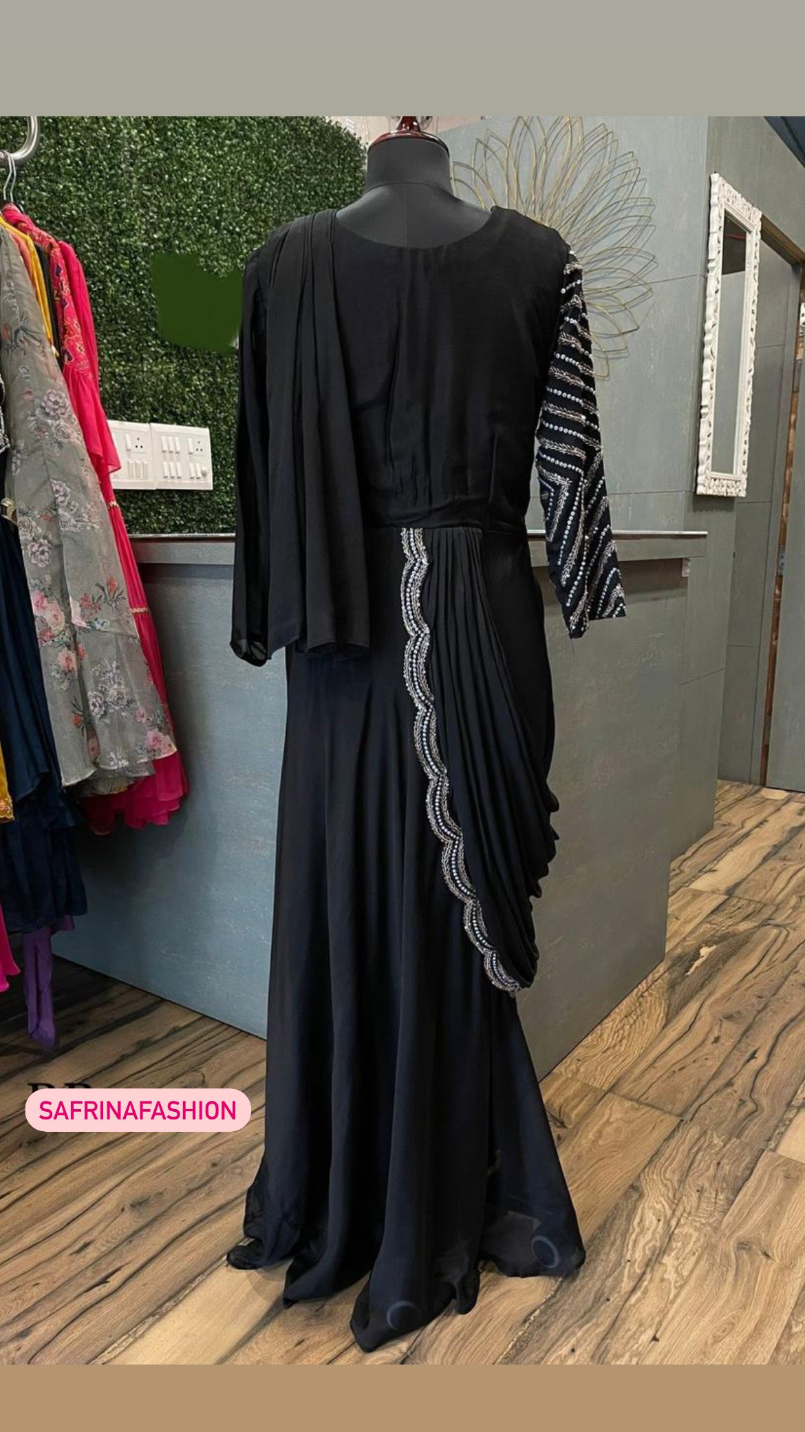 Exclusive trendy black draping dress - Saffronfashionindia