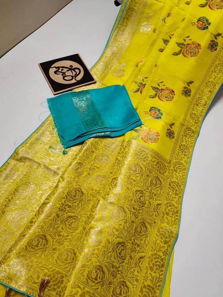 Italian moonga crepe banarsi saree - Saffronfashionindia