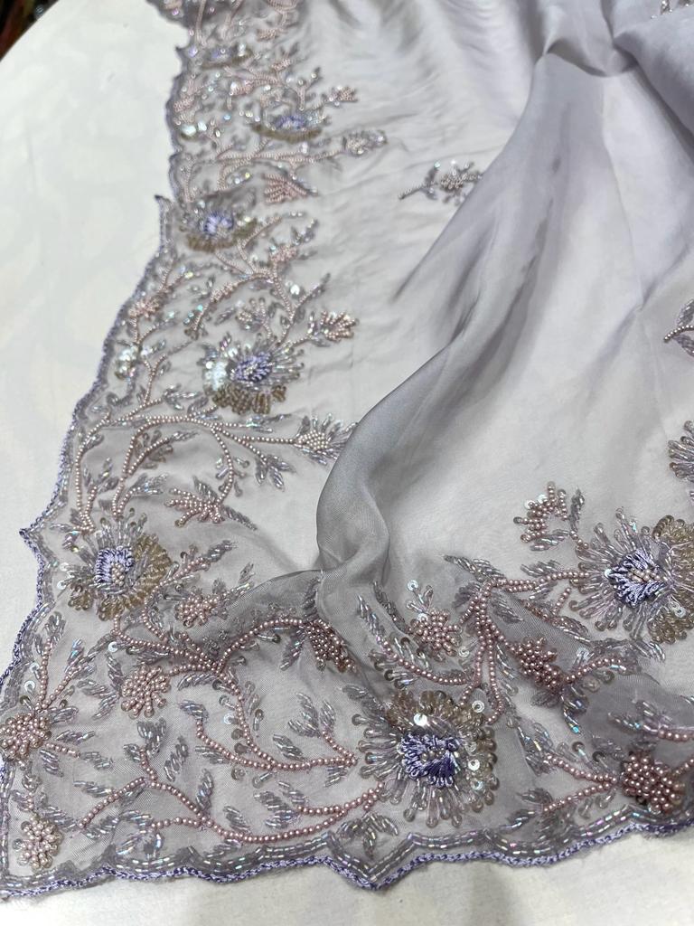 Bridesmaid organza saree - Saffronfashionindia
