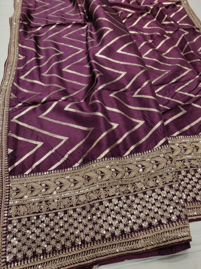 Striped inspired silk saree/casual sari - Saffronfashionindia