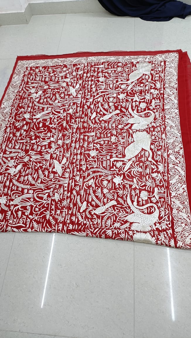 Hamesha red Parsi Gara saree - Saffronfashionindia