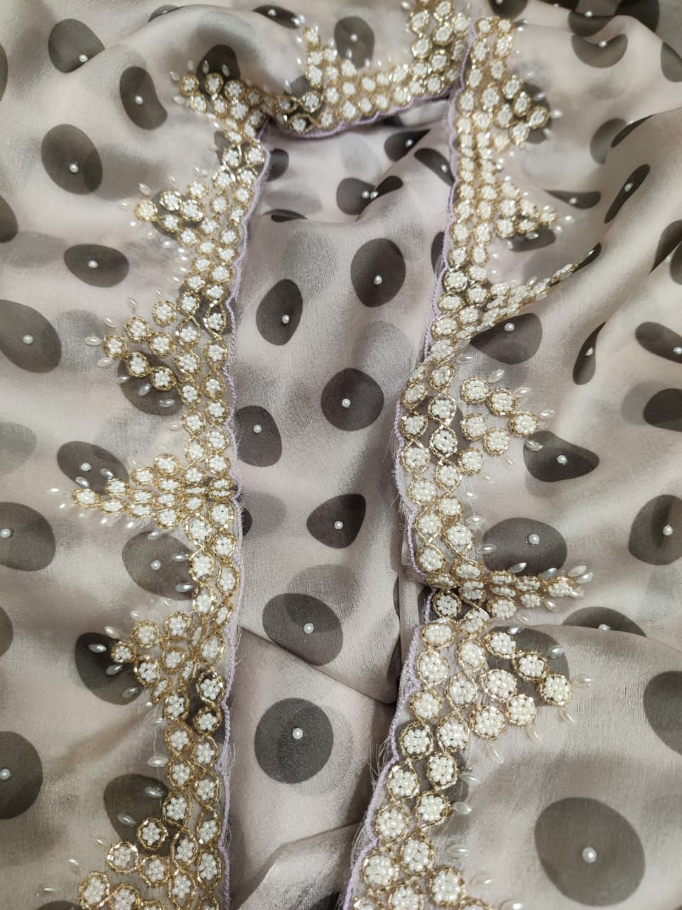 Polka dot inspired organza saree - Saffronfashionindia