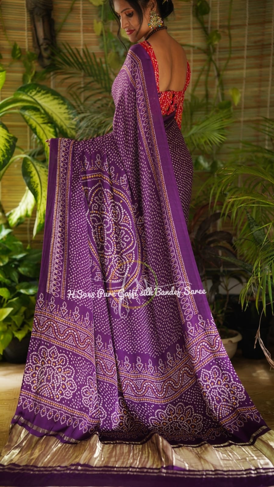 Ranisha bandhej gajji silk saree - Saffronfashionindia