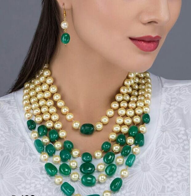 Reinika Pearl necklace set - Saffronfashionindia
