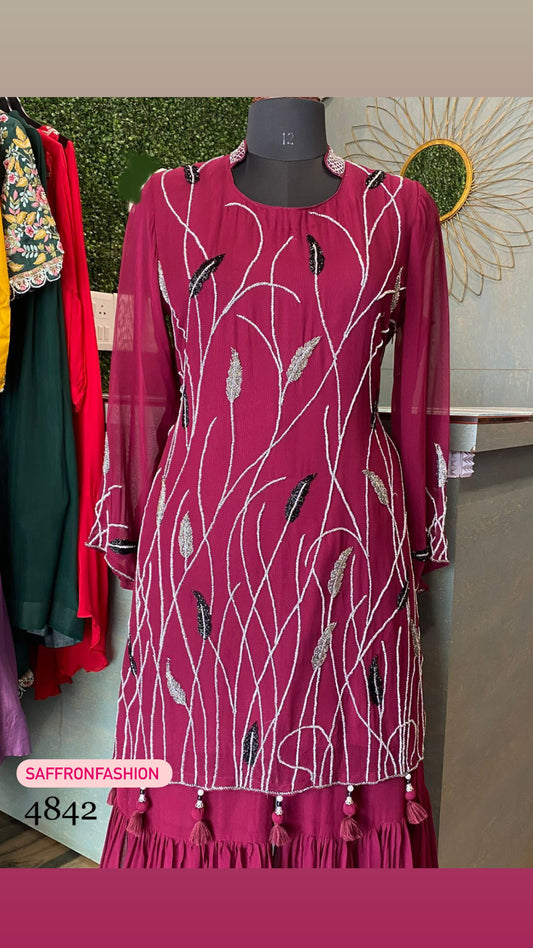 Komal gorgette kurta gharara - Saffronfashionindia