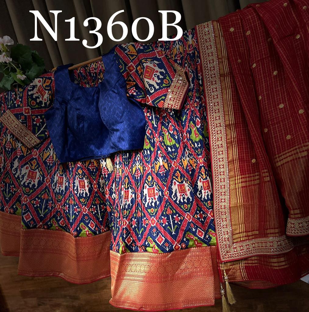 Marina silk lehanga - Saffronfashionindia