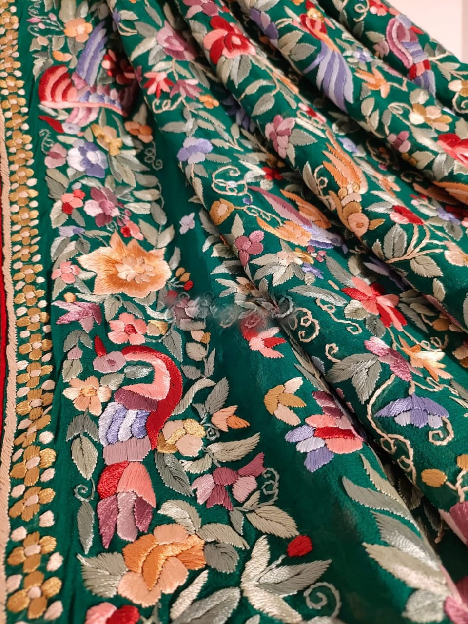 Kaveesha Parsi gorgette saree - Saffronfashionindia