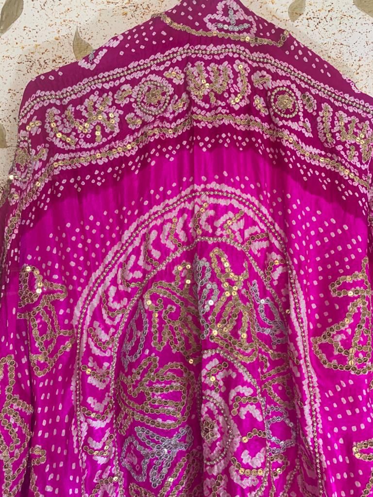 Exclusive pink gajji  embroidered dupatta - Saffronfashionindia