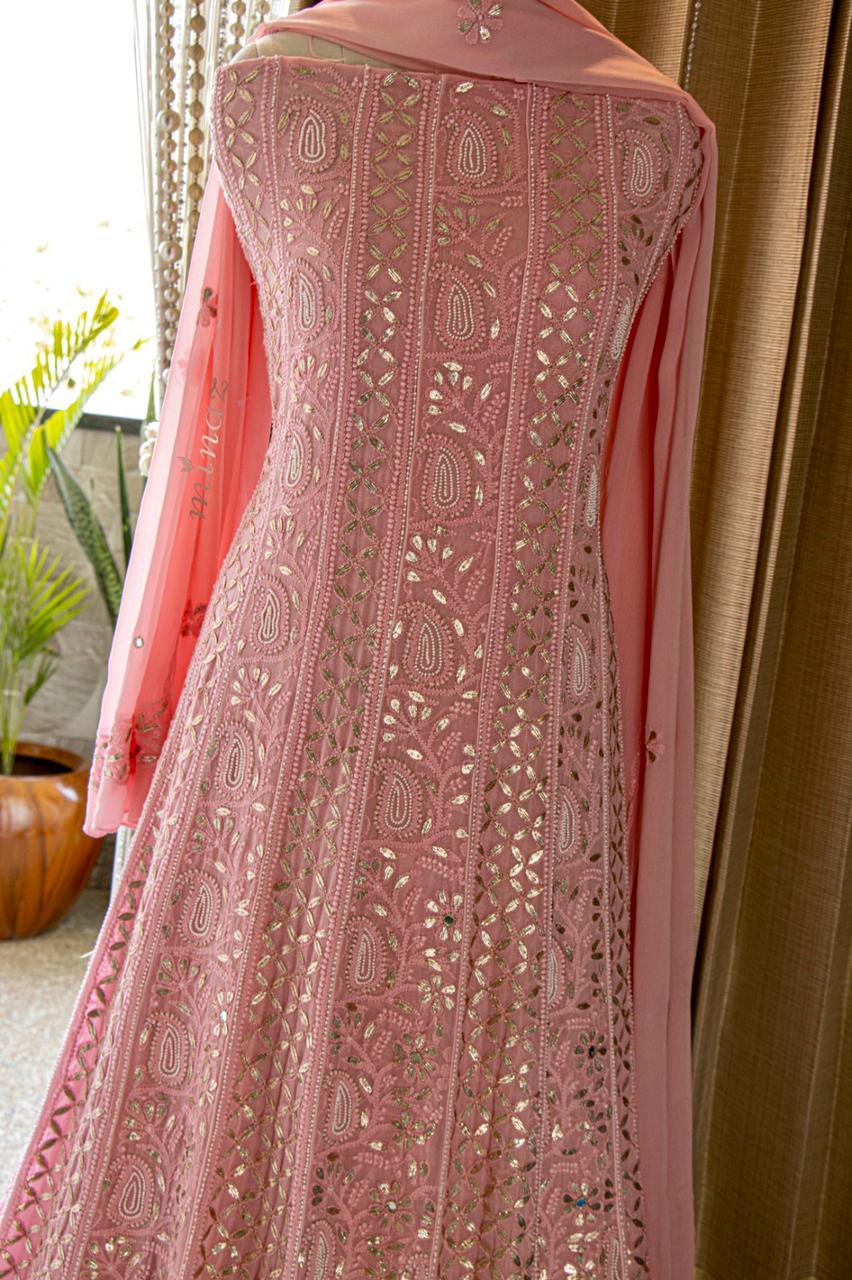Anarkali inspired gorgette suit - Saffronfashionindia