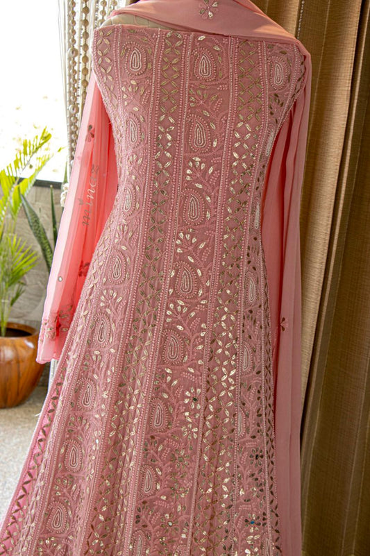 Anarkali inspired gorgette suit - Saffronfashionindia