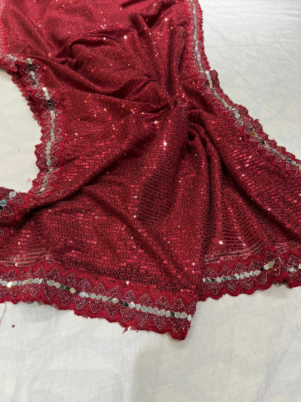 Sequins net saree - Saffronfashionindia