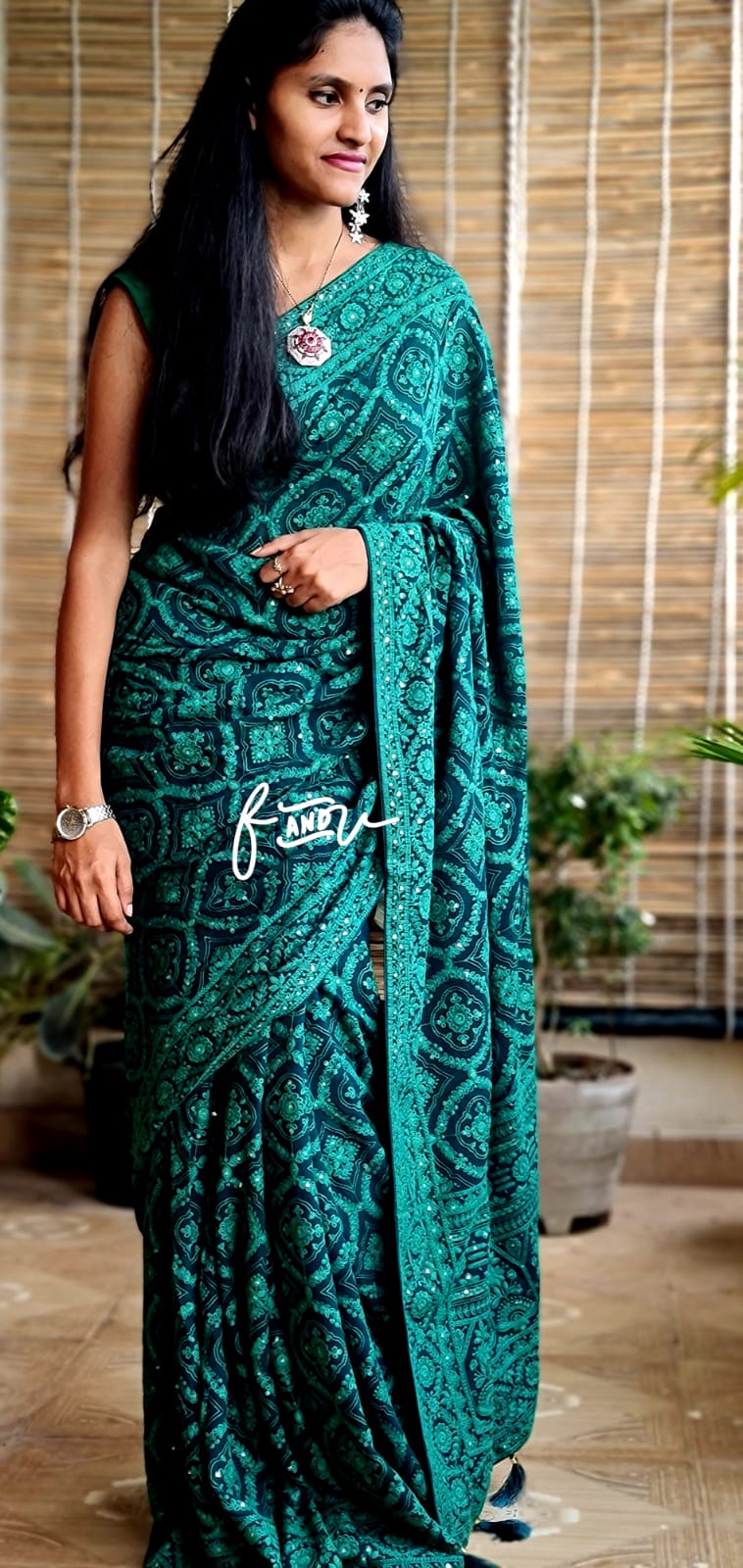 Kruti Chikankari Embroidery saree - Saffronfashionindia