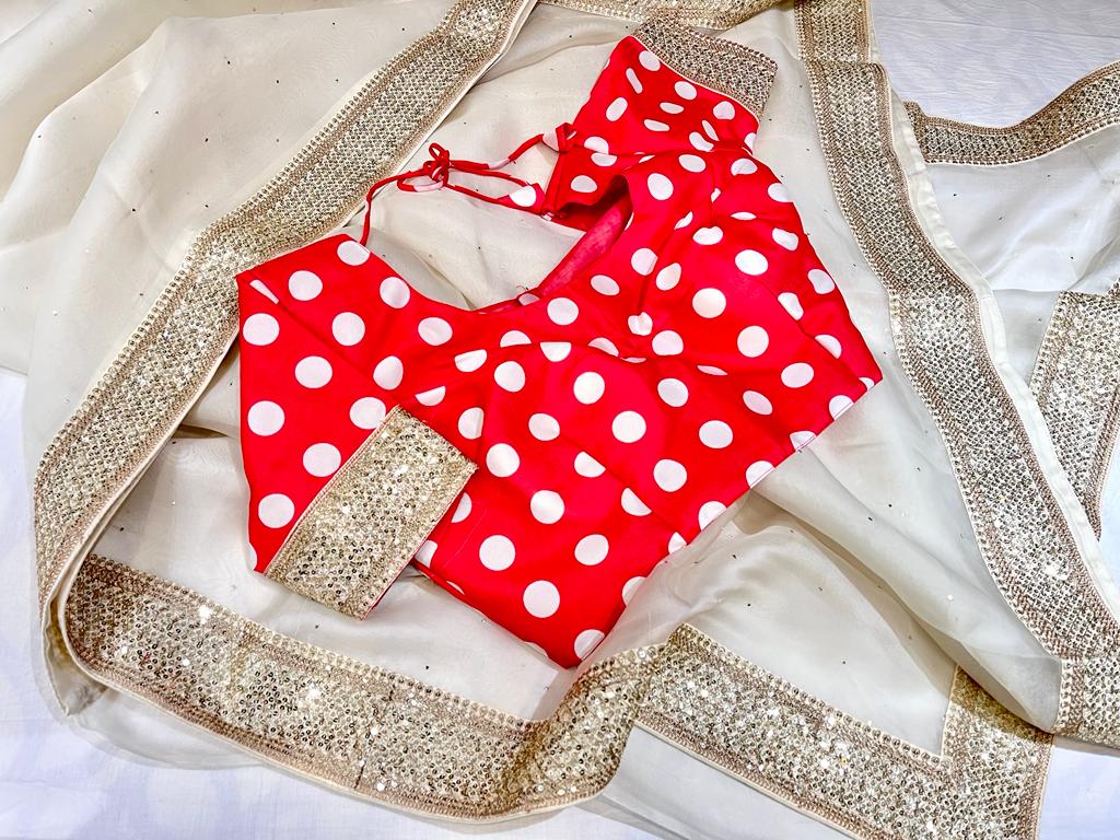 Blossom organza saree - Saffronfashionindia