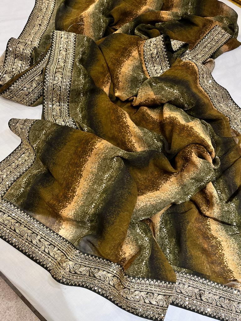 Perisha gorgette saree - Saffronfashionindia