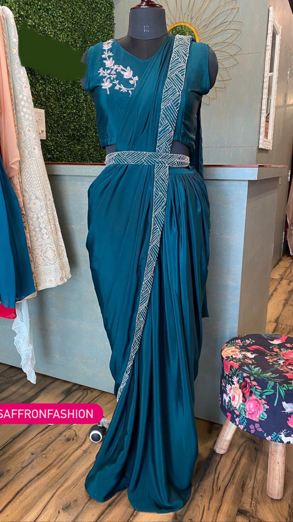 Satin indowestern dress - Saffronfashionindia