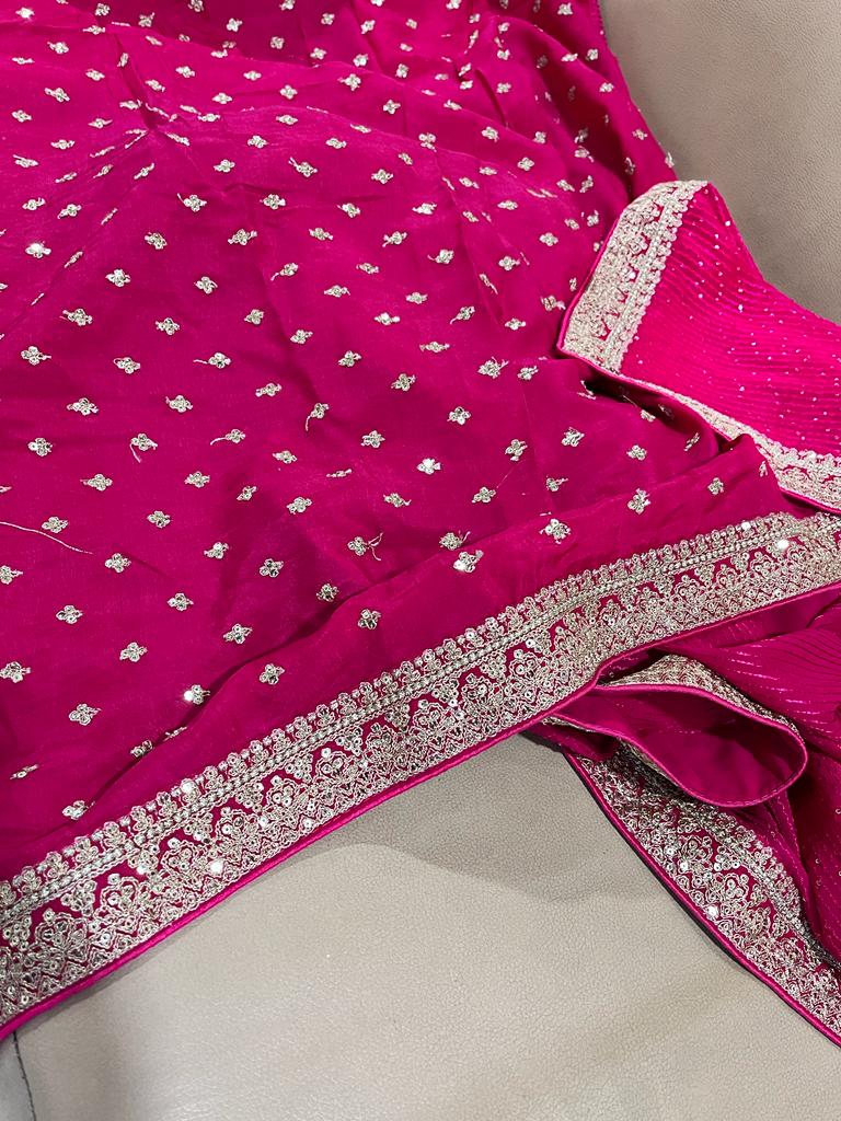 Gulzaar sequence gorgette saree - Saffronfashionindia